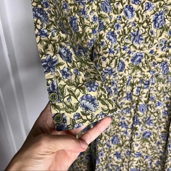 VINTAGE J. Jill Corduroy Floral Button Front Dress - Picture 8 of 14